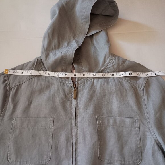 Women’s St Tropez West Gray Linen Medium Length Coat Jacket Size M - Picture 7 of 11
